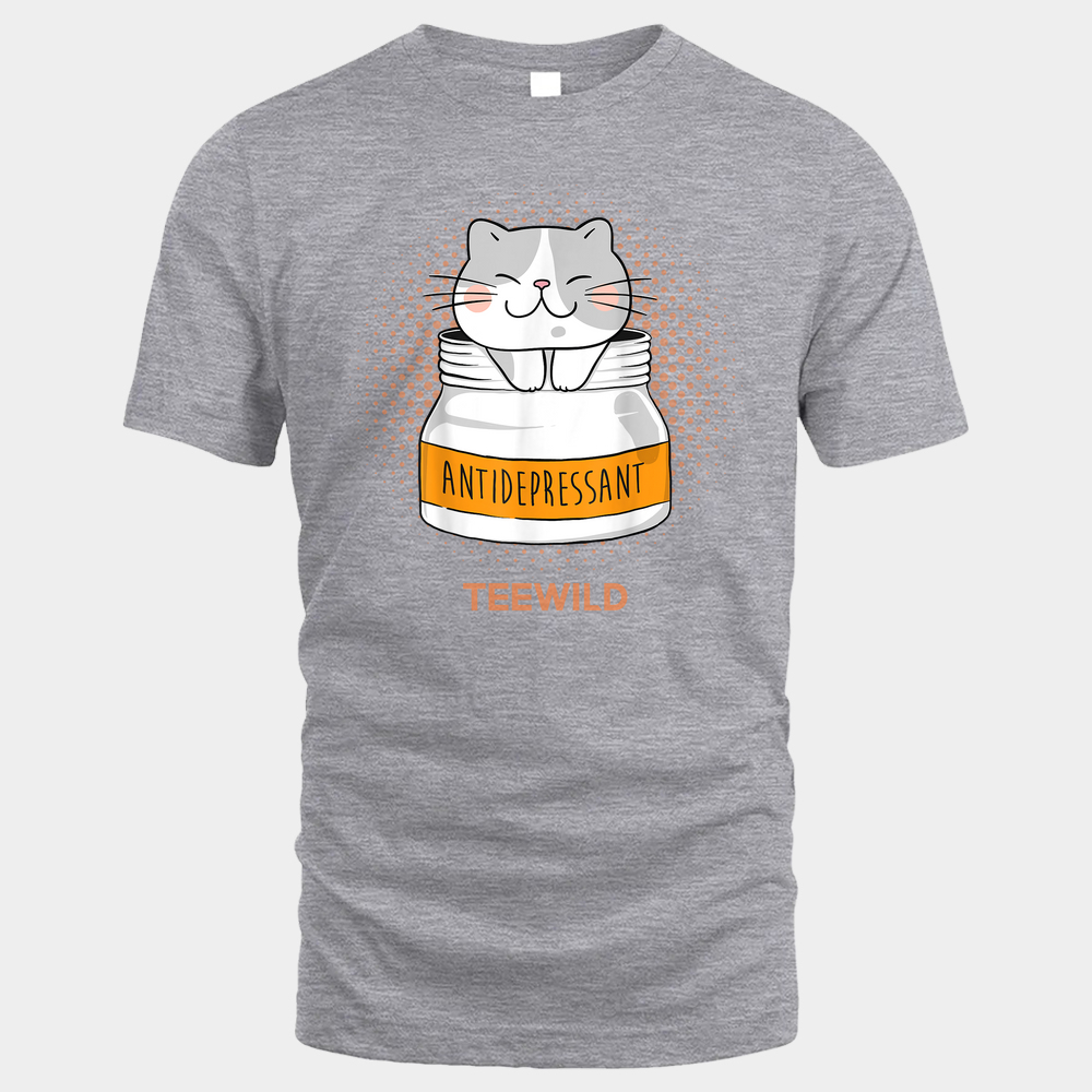 Antidepressant - Animal Cat Lover Unisex Tshirt - Sport Grey